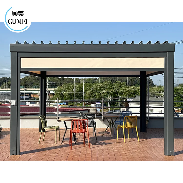 Outdoor Customized Waterproof Pavilion Louvered Pergola Aluminum Arches Pergolas With RGB Led Lights Pavilion