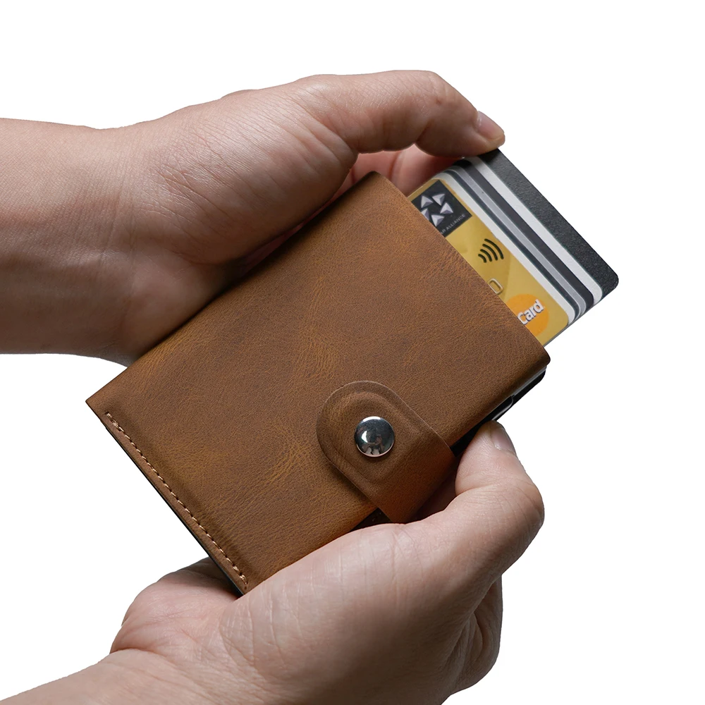 customize PU leather card holder pop up wallet for credit card holder aluminum wallet