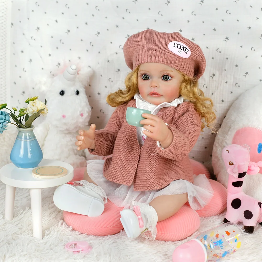 Lifereborn Lovely Princess Girl Doll Reborn Toddler Vinyl Silicone Reborn Baby Dolls With Pink Knitwear Clothes