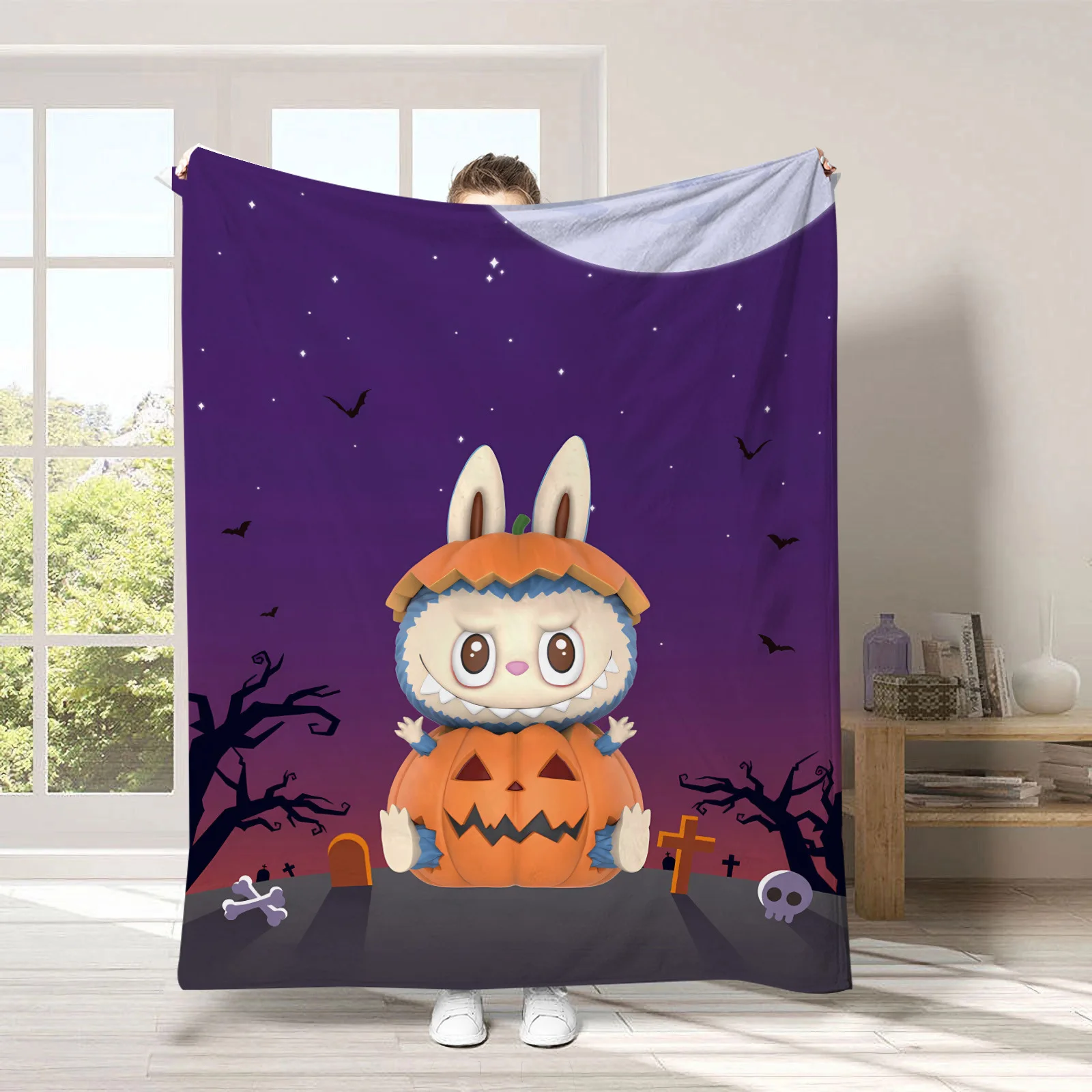 New Labubu Cartoon Anime Flannel Blanket Labubu Throw Home Sofa Lunch Break Blankets Student Blankets Nap Gift