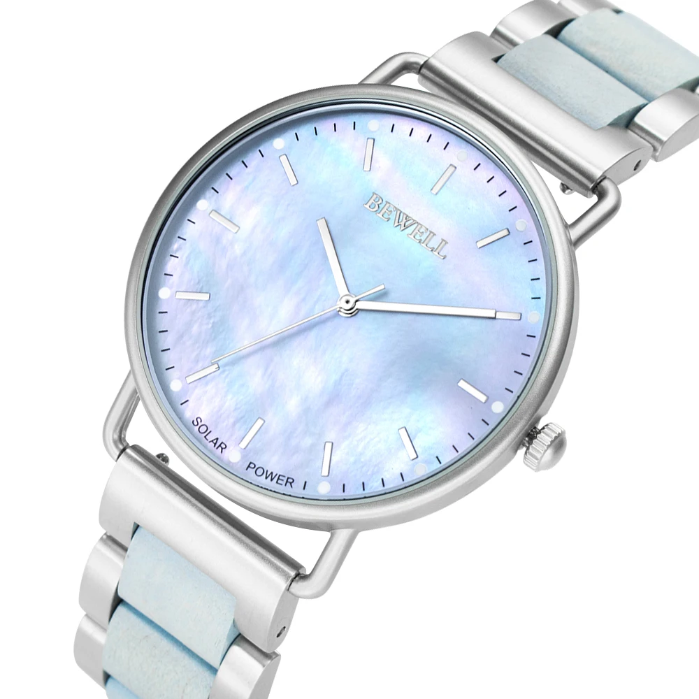 2024 Popular BEWELL Solar Watches Stainless Steel Wristwatch Customized Logo Solar Power Watch for Men Garmin Solar Watch