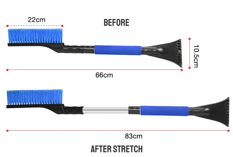 Hot Selling Extended Snow Sweeping Brush Glass  Clearing Shovel Ice Adjustable Snow Removal Shovel