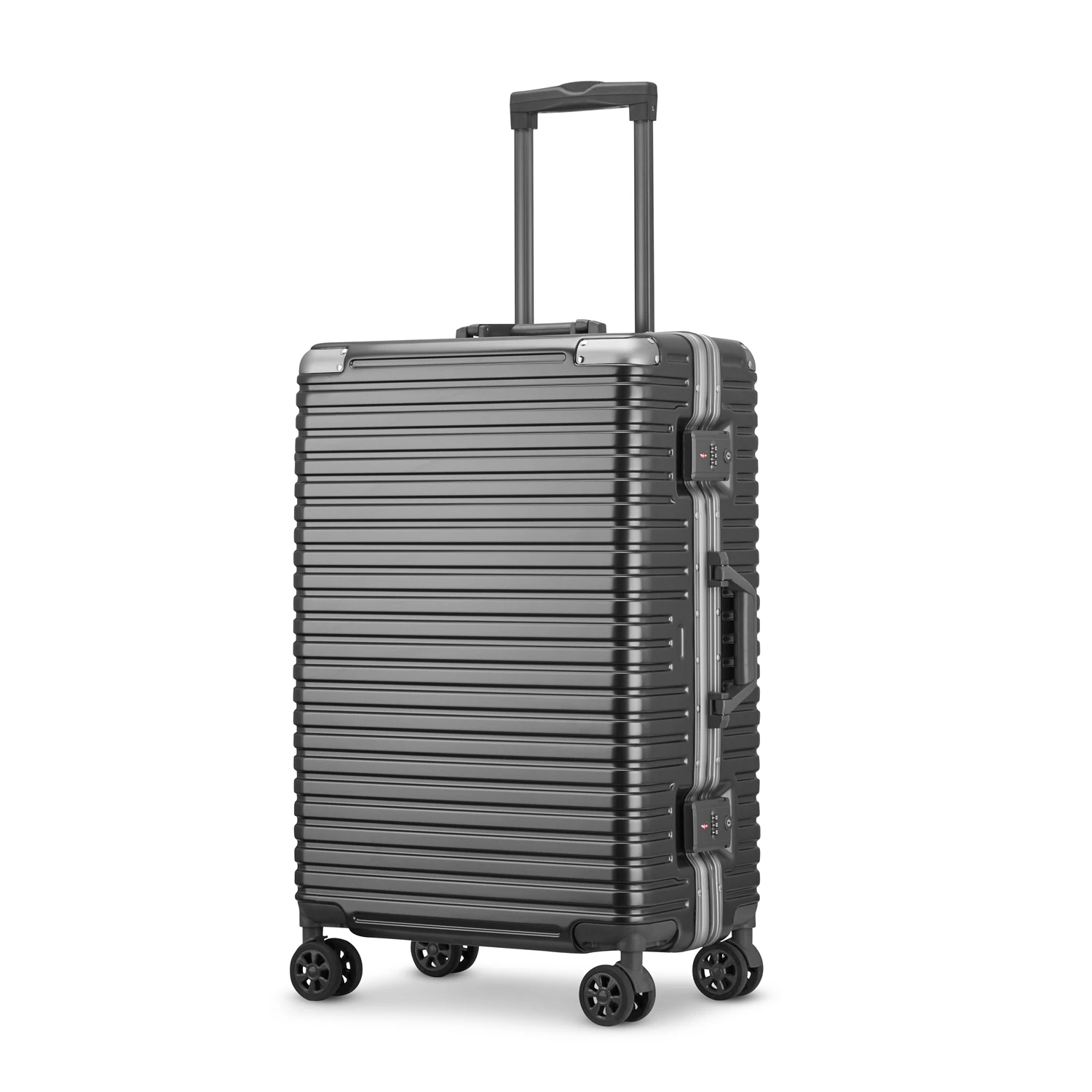 Custom Luxury Travel Trolley Carry on Suitcase Luggage Aluminium Frame with ABS PC Hardshell and Wheels Manufactured Cover