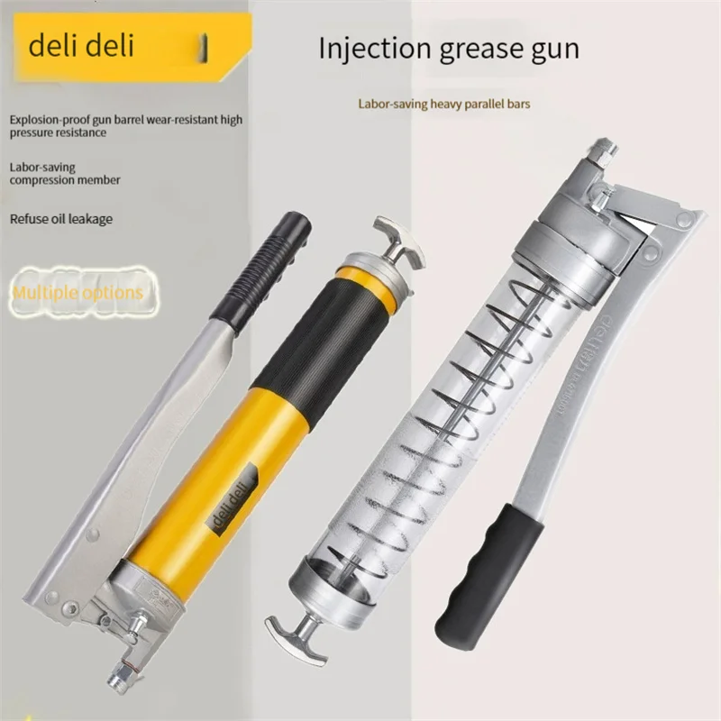 DL471600T Tools Labor-saving heavy duty grease gun transparent tube large capacity manual double plug oil injector car butter