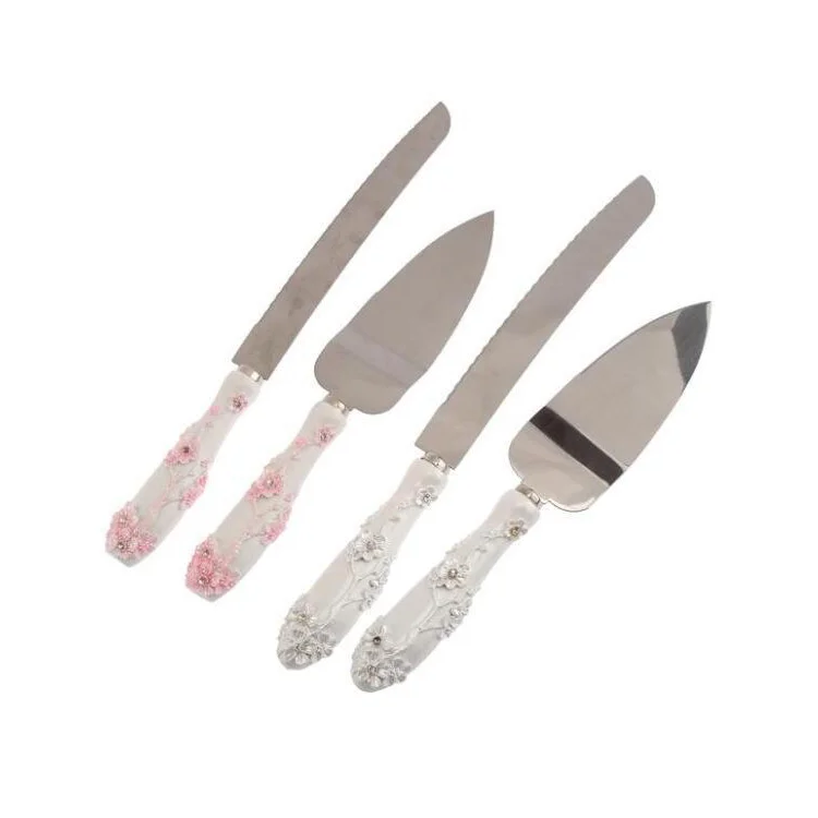 Новинка, в наличии, Лидер продаж, роскошный нож для торта из смолы с цветами, лопата, подарочный набор, Европейский Свадебный декор, инструменты для торта