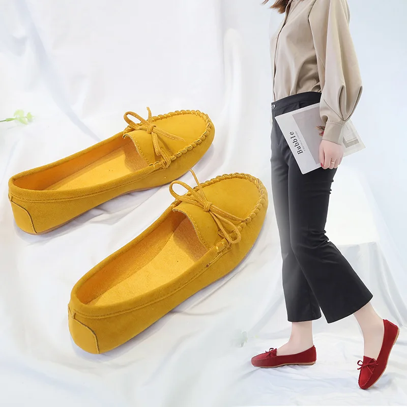 Casual Moccasins Classic Soft Sole non-slip Loafers Women Bowknot Versatile Flats Comfortable trends Mother work shoes