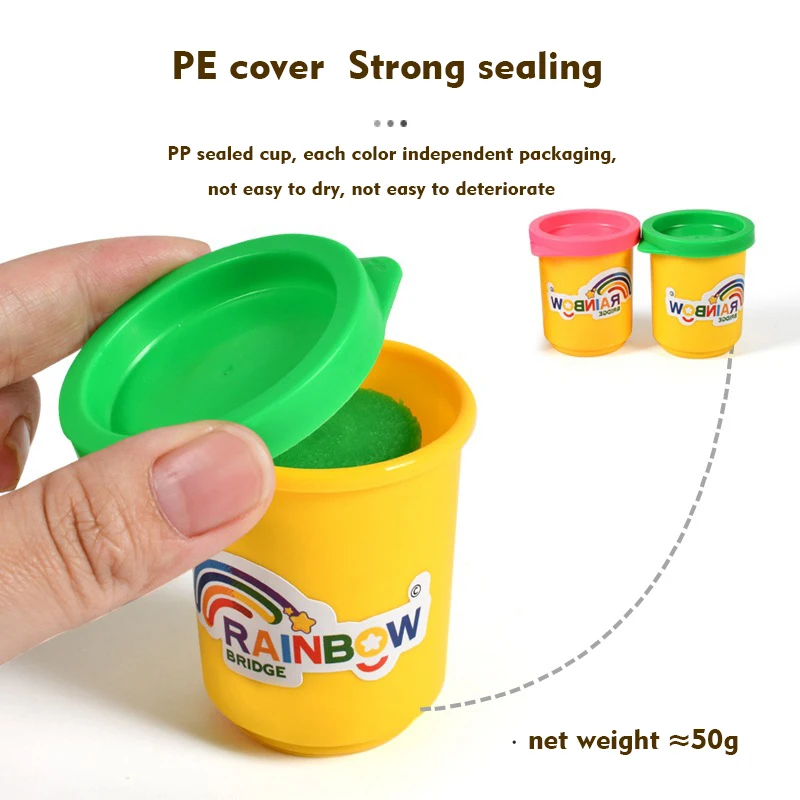 Bview Art 50g canned colored clay refill 24 colors large cup bottle wheat flour handmade Plasticine kindergarten DIY toys