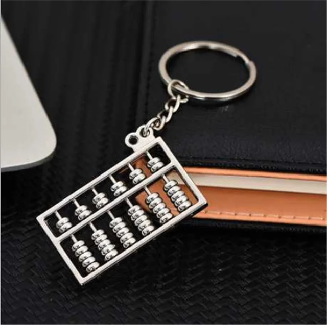 Hot selling ring metal key pendant mini abacus custom metal pop keychain cute