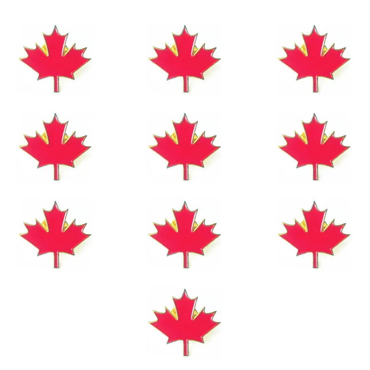 Soft Hard Enamel Canada Red Maple Leaf Metal Lapel Pins Gold Plated Butterfly Clutch Badge Shirt Pins