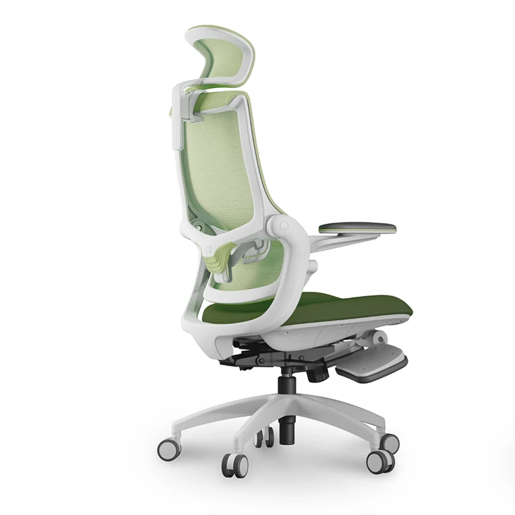 Recliner Black Ergonomic Folding Armrest Swivel Office Chair With Footrest