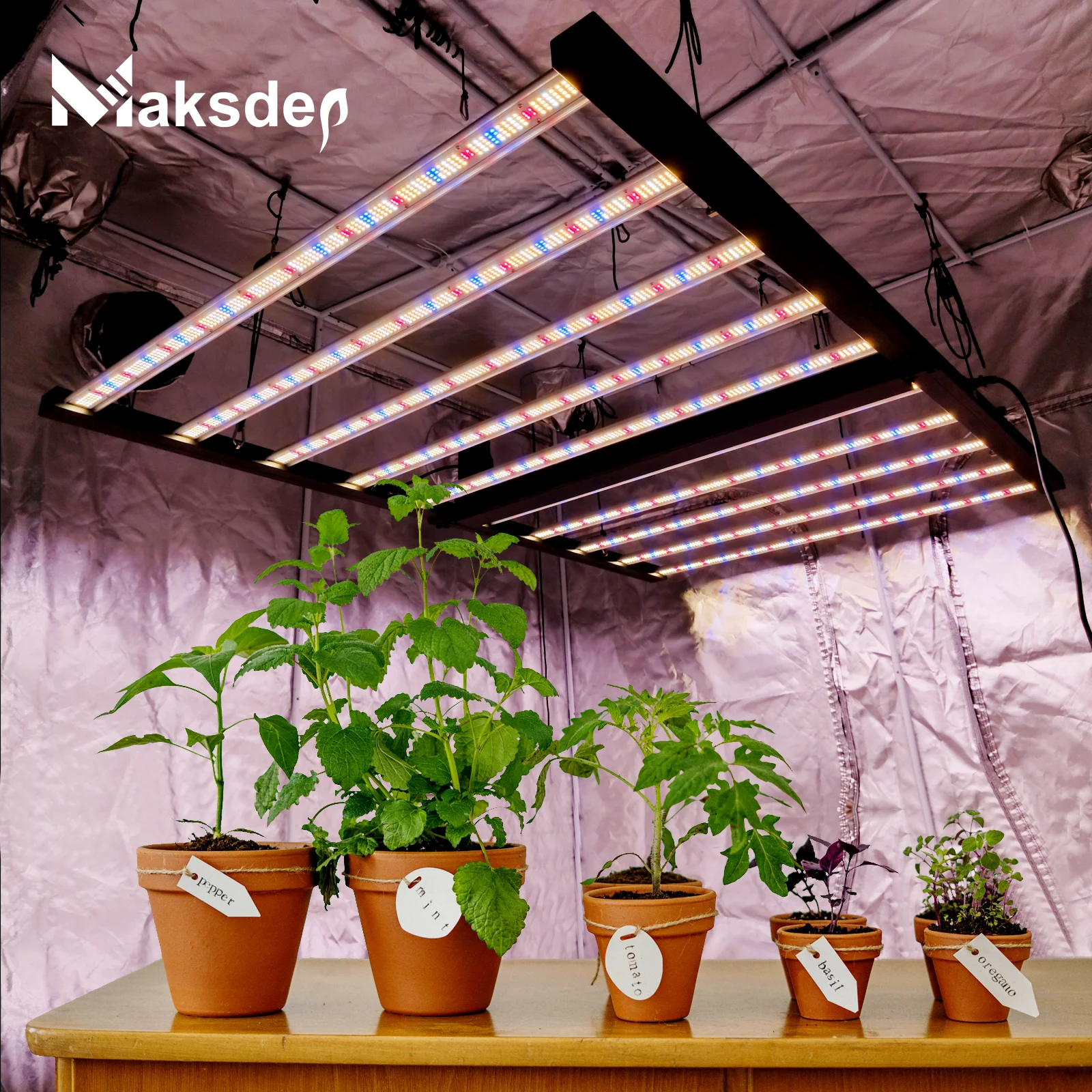 MAKSDEP Medical Plants Grow Light LED Commercial Vertical Farming Samsung 1200W Full Spectrum LED Grow Light Red Blue Light