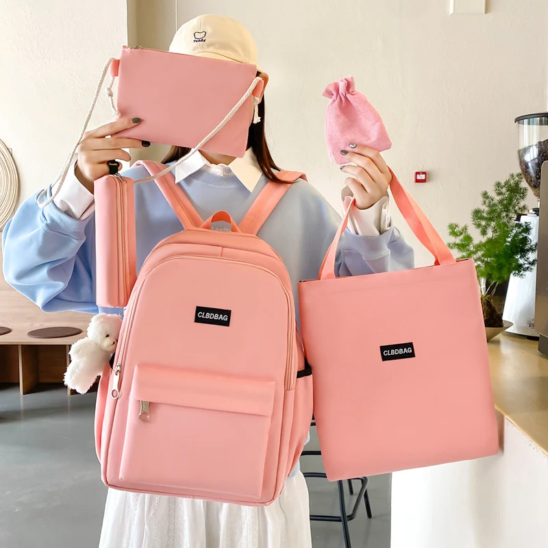 Teen Student Kawaii Backpack Adjustable shoulder waterproof travel Backpack 5 in 1 set school backpack