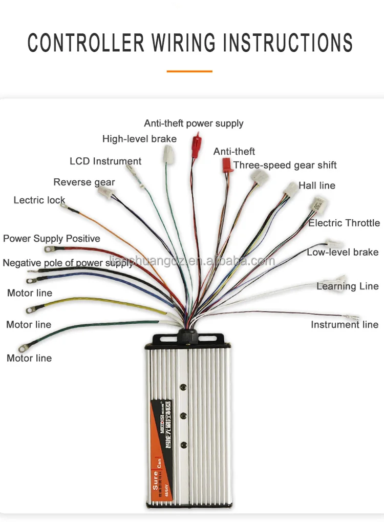 MEIDISI 24v 1800w Motion speed scooter tricycle ATV retrofit kit dc motor bldc controller