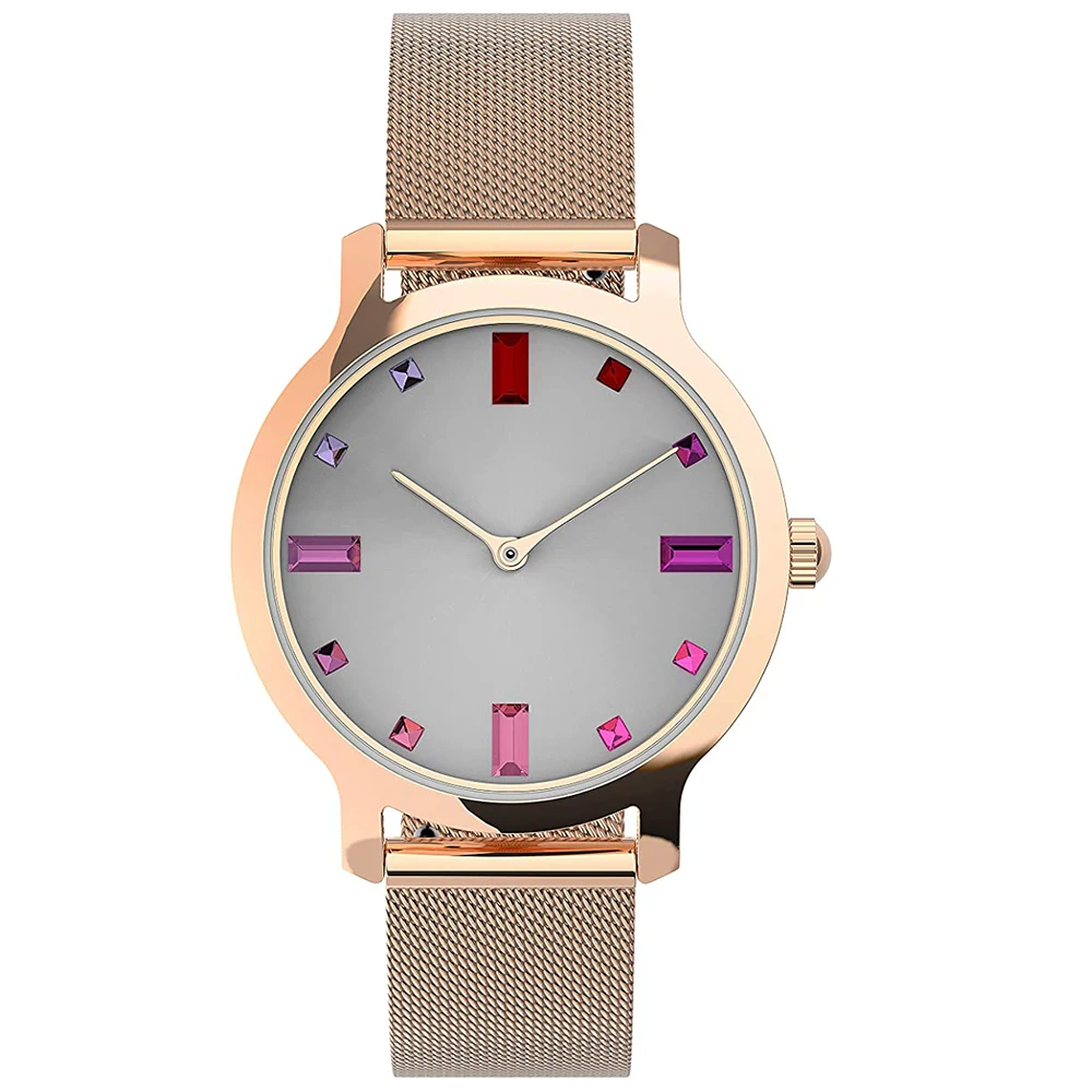 Женские кварцевые аналоговые часы с сетчатым браслетом из нержавеющей стали