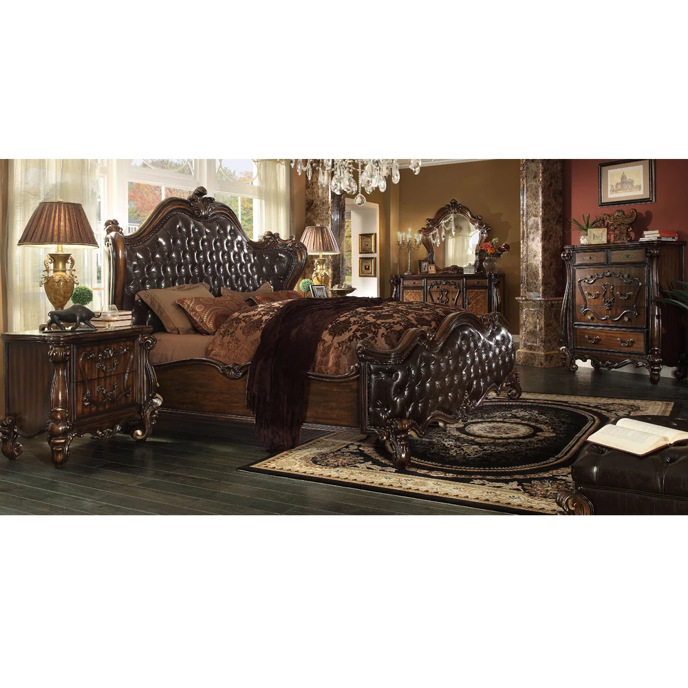  Home Bedroom Furniture Turkish Style Wooden Luxury Full Size Mirrored