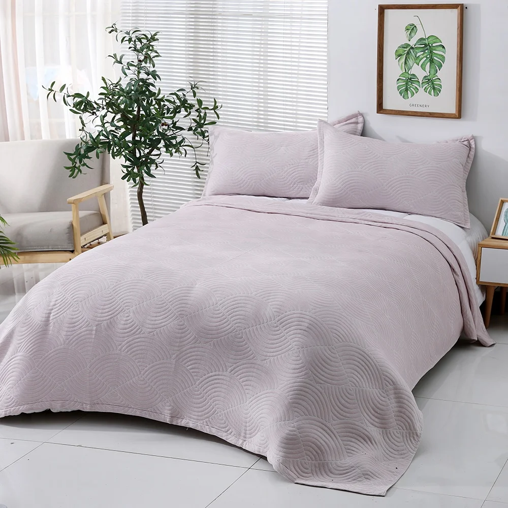 Custom family solid colour jacquard Indian silk and bamboo quilt bedding set