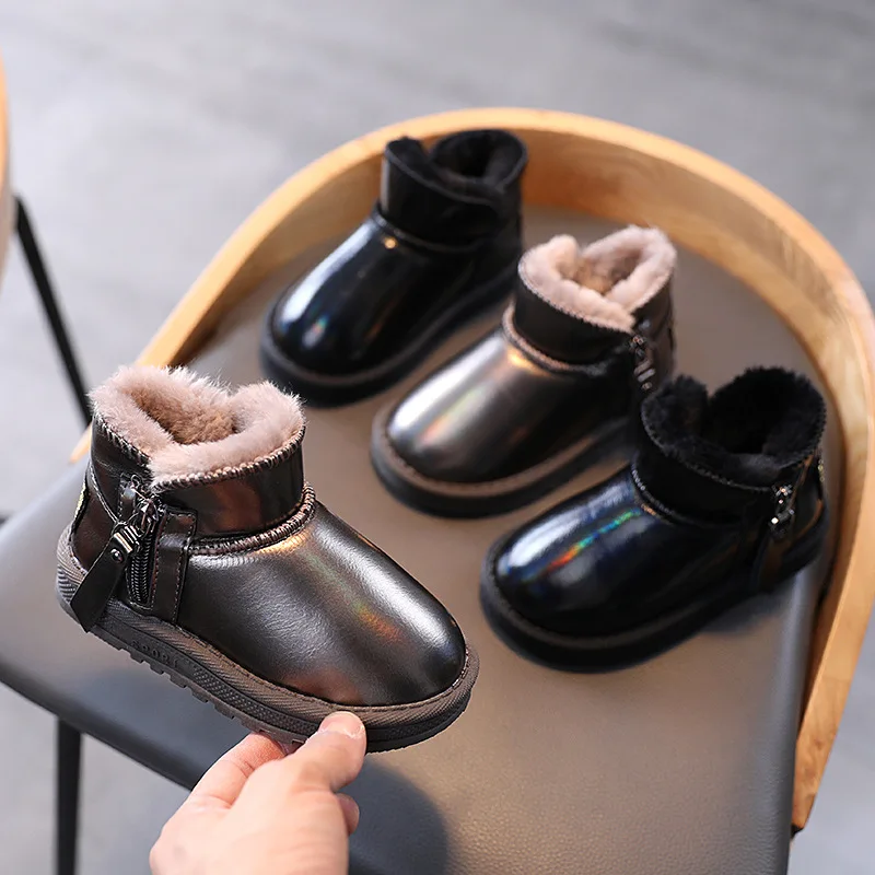 Вельветовые Теплые зимние детские сапоги из ТПУ; Зимние сапоги; Меховые для детей