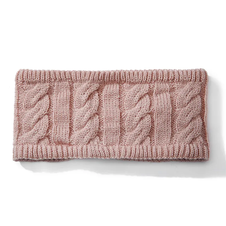 Women Winter Headbands Fleece Lined Ear Warmer Cable Knit Thick Warm Crochet Headband