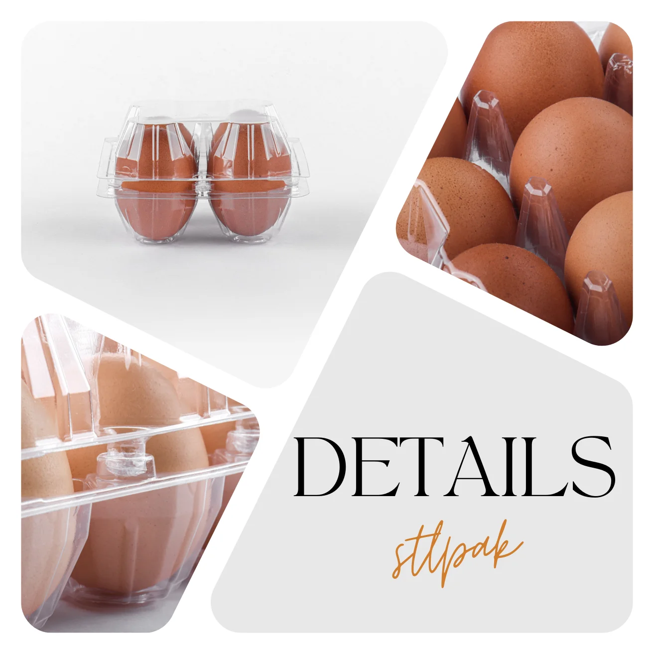 Wholesale Customized 4 Cells One-piece Clamshell Disposable Household Kitchen Refrigerator Fresh-keeping PET Plastic Egg Tray