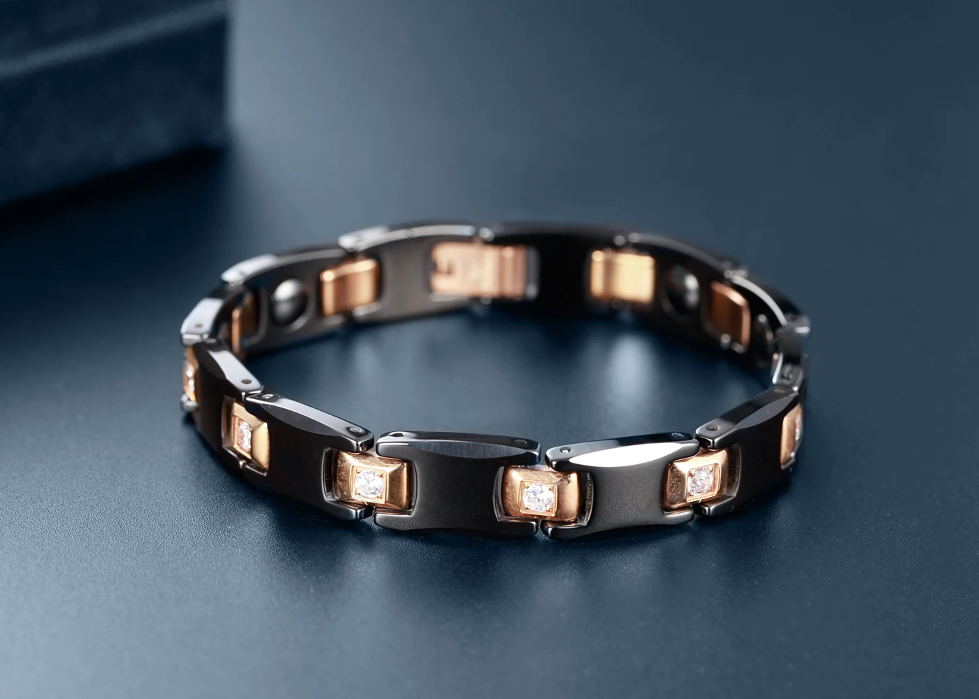 Black ceramic fashion Black and Yellow Gold Color two tone Men Jewelry Ceramic Bracelet