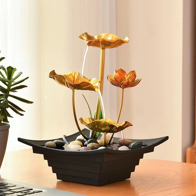 LATEST DESIGNS NEW PRODUCTS Tabletop Fountains Indoor Lotus Leaf Relaxation Fountains square base Table Decoration  OFFICE DECOR