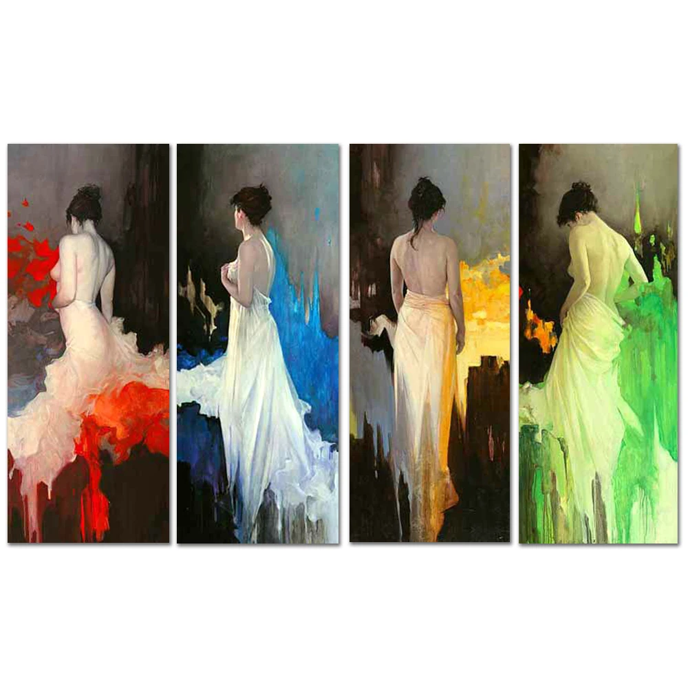 
Beautiful Naked Girl Painting Colorful Women Art Painting Nude Wall Art for Bar SPA Room 