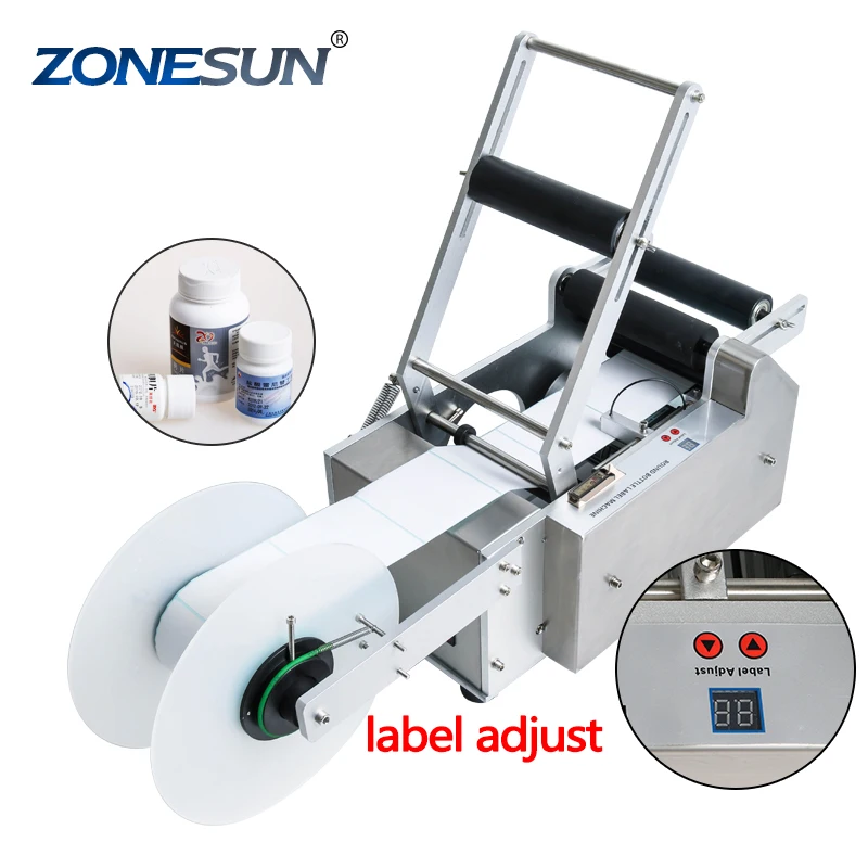 Полуавтоматическая круглая Этикетировочная машина ZONESUN TB-50 с педальным переключателем, полуавтоматический аппликатор для этикеток