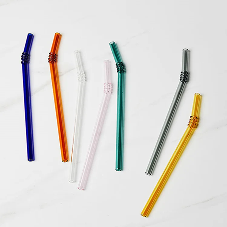 
Hot Products Recyclable Color Customization 8mm custom logo glass straw 