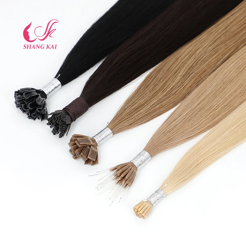 Factory Supply Healthy Thick End 100 Natural Human Hair Italy Keratin pre bonded  Flat / I /U /Y tip  Hair Extensions