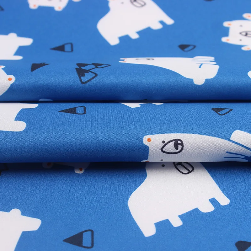 228T polyester white polar bear fluorescence pattern print for children parka jacket