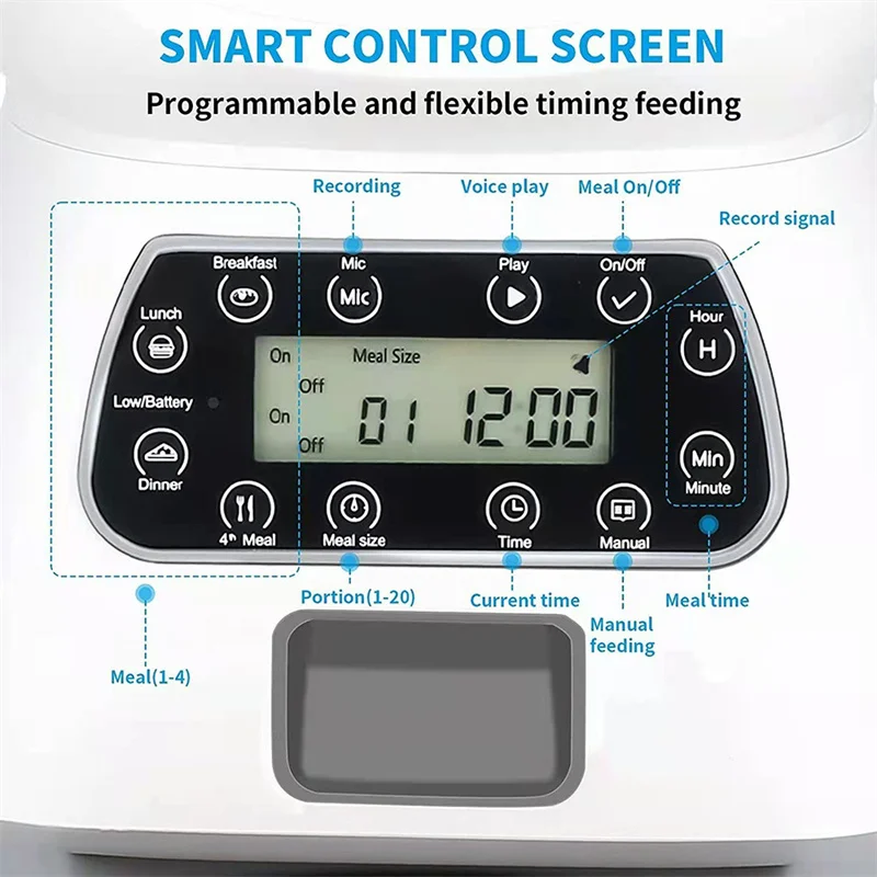 Large Capacity Pet Automatic Feeder Smart Voice Recorder APP Control Timer Feeding Cat Dog Food Dispenser