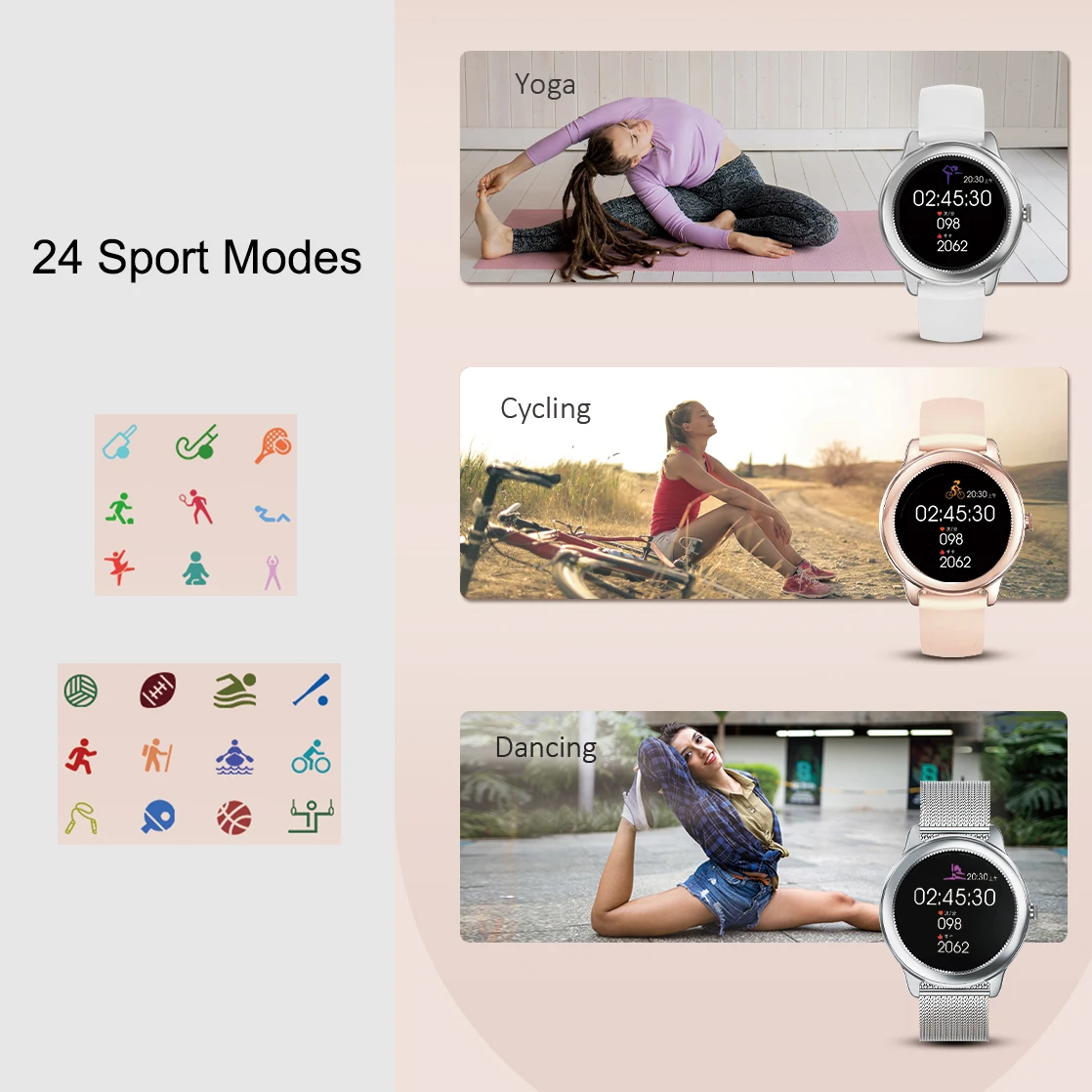 2022 New Fashion Health and Sport Tracking Smartwatch DIY Watch Face Menstrual Period Reminder Elegant Lady Women Smart Watch