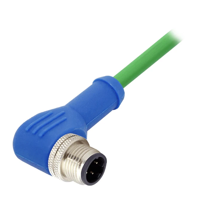Waterproof Cat5e D Coding M12 4 pins Molding Ethernet Cable with Shield M12