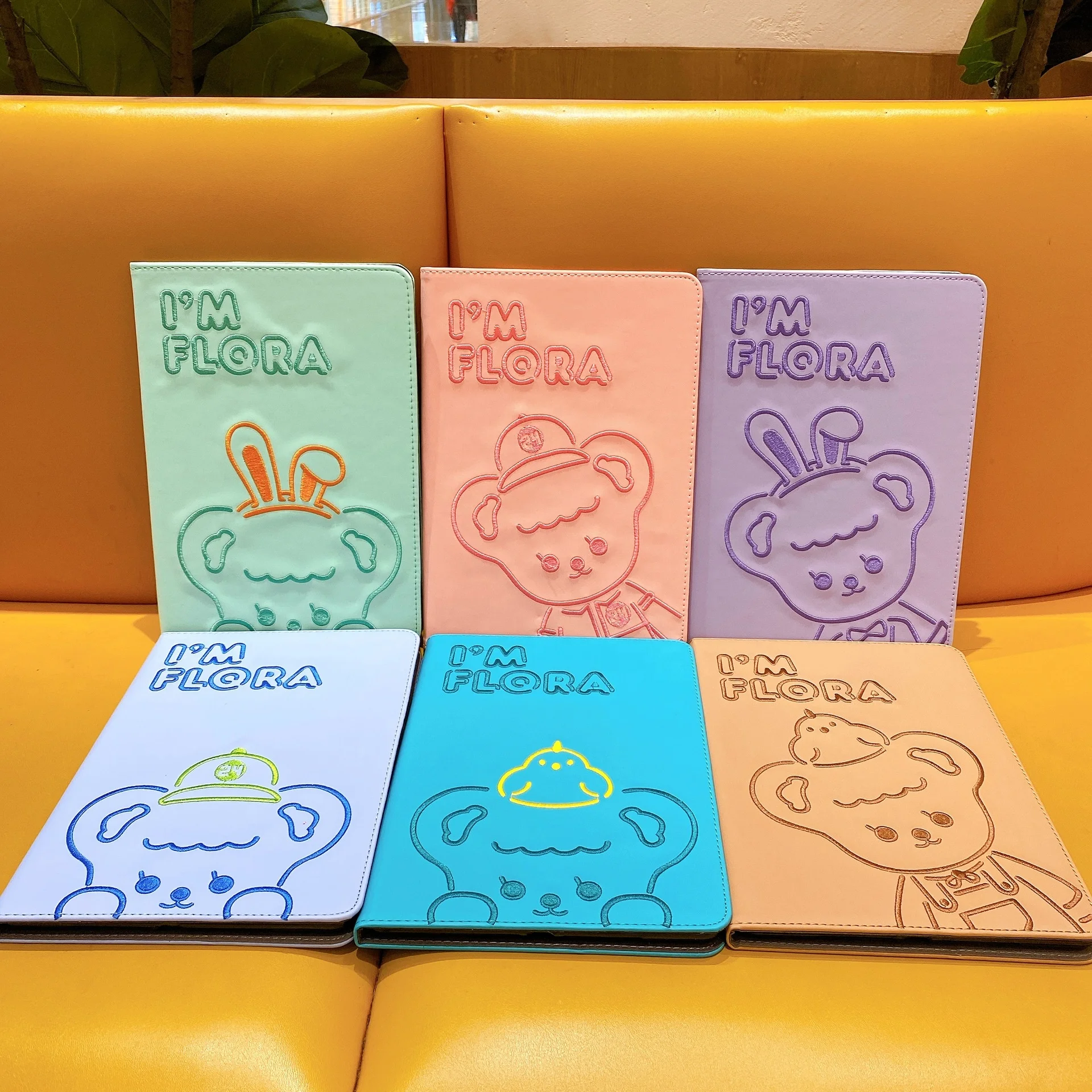 Кожаные чехлы Kawaii с милым медведем для iPad 8 поколения 9. 9 Air 10,5 9,7 с регулируемой высотой