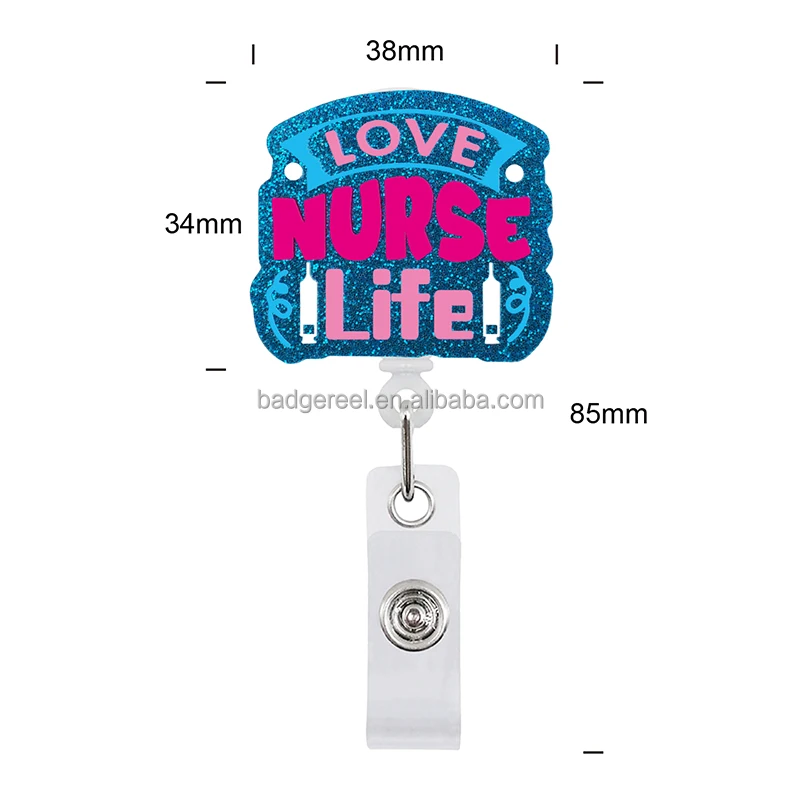 Индивидуальный пластиковый выдвижной держатель для удостоверения личности, рабочий медицинский бейдж, бейдж, значок, блестящий бейдж для медсестры, блеск, бейдж, катушка