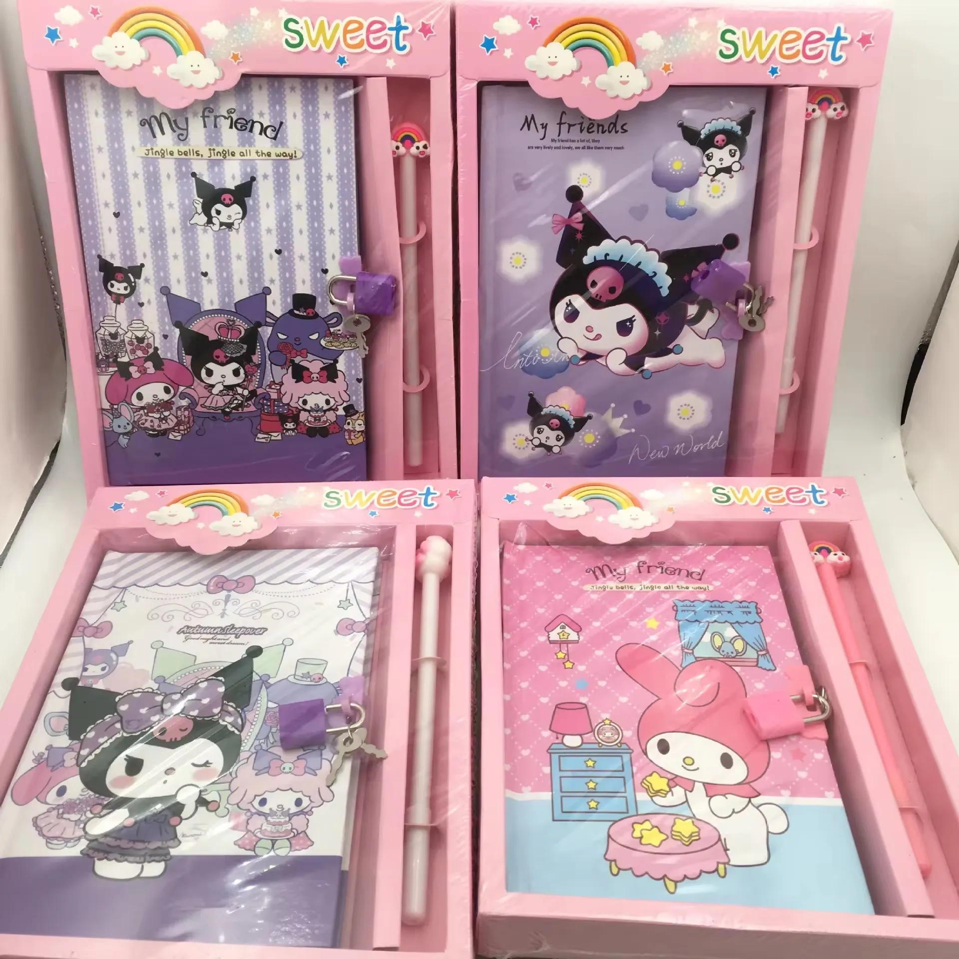My melody Padlock notebook Student Ledger with Pen  Coil notebook Student Cinnamoroll anime notebook