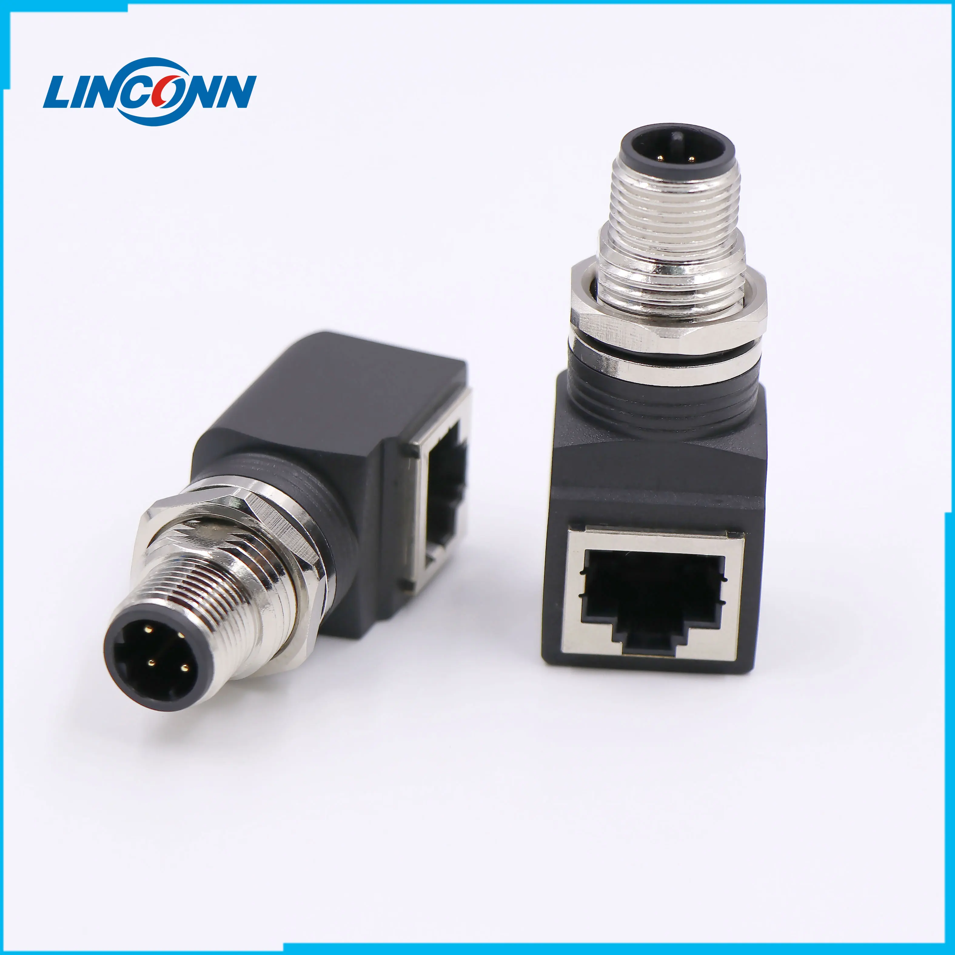 M12 to RJ45 male female Gigabit Ethernet adapter 4P 8P