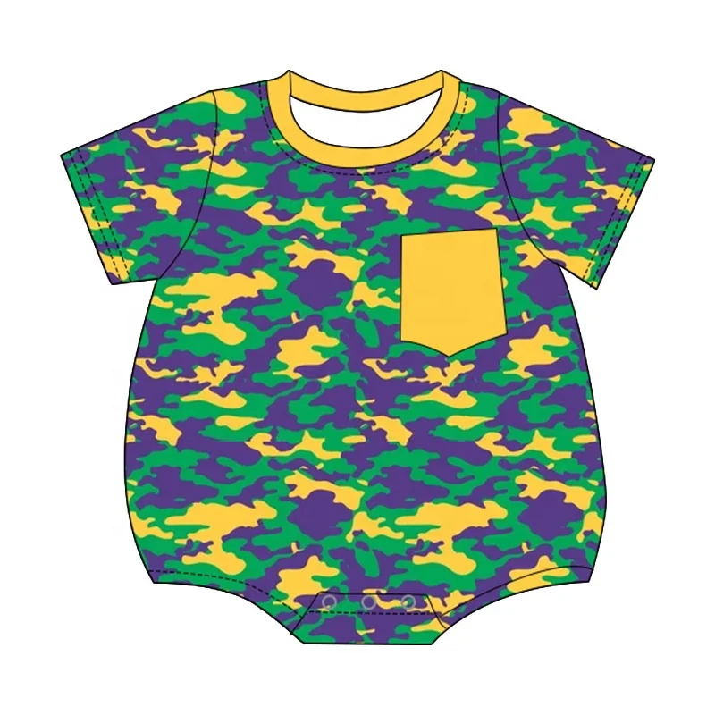 Wholesale baby boy custom clothing Baby newborn bamboo fiber camouflage print toddler short sleeve  rompers