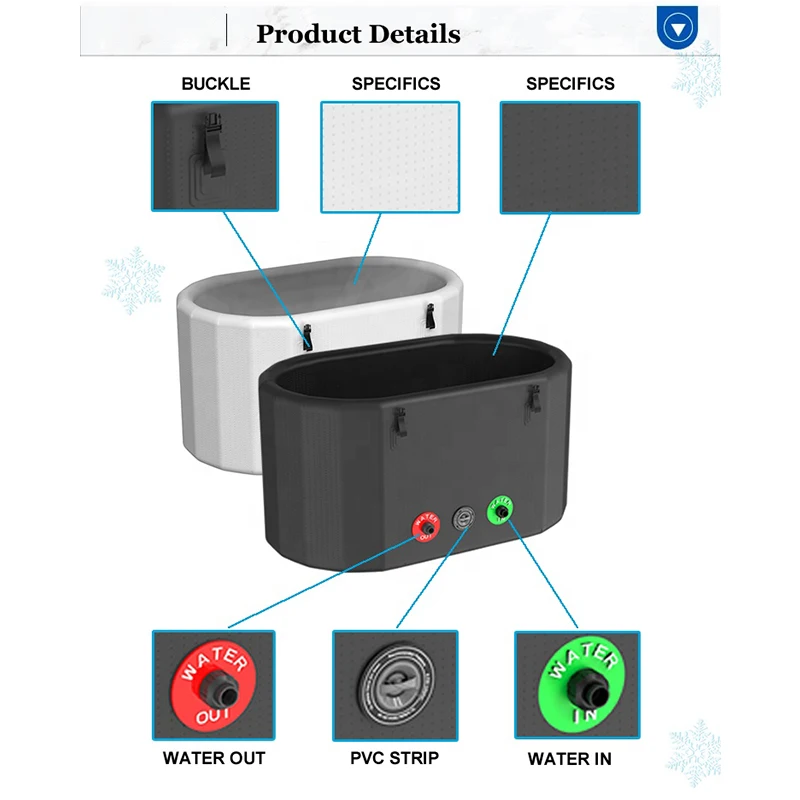 Outdoor Cold Therapy Plunge Pool Inflatable Ice Bath with Water Chillers
