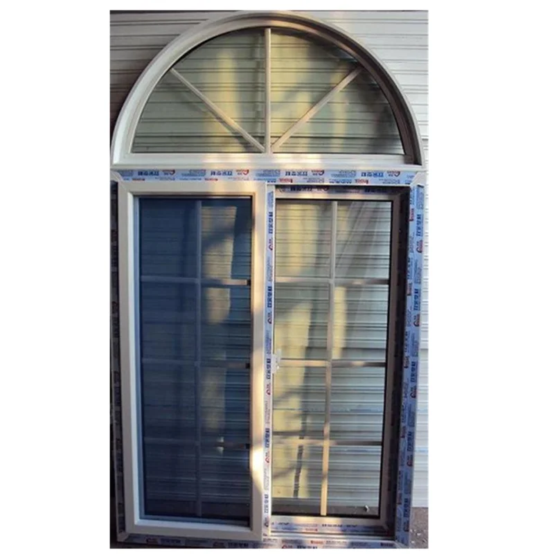 Wholesale high quality casement arch pvc windows with grill design