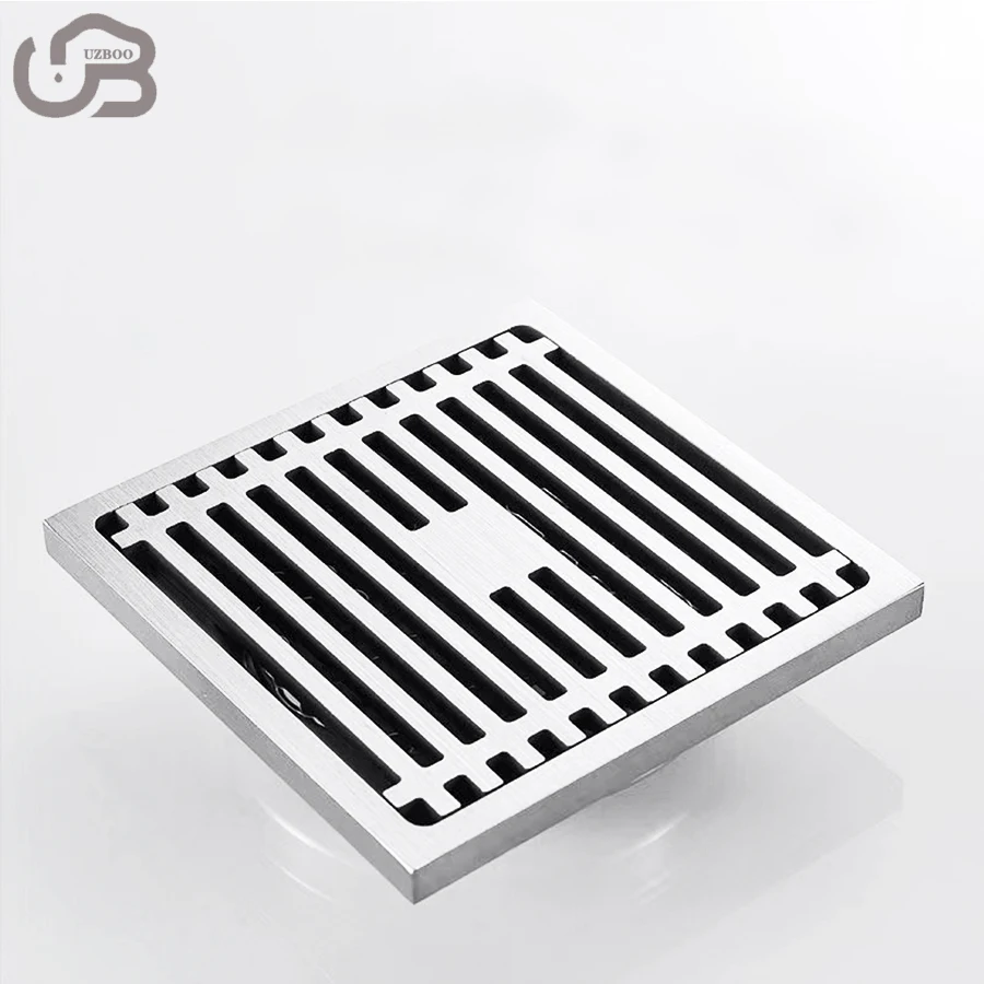 UZTA003 Good Quality Floor Drain Cover Balcony Anti Odor Gold Floor Drain Strainers 4 Inch Square Brass Floor Drain For Bathroom