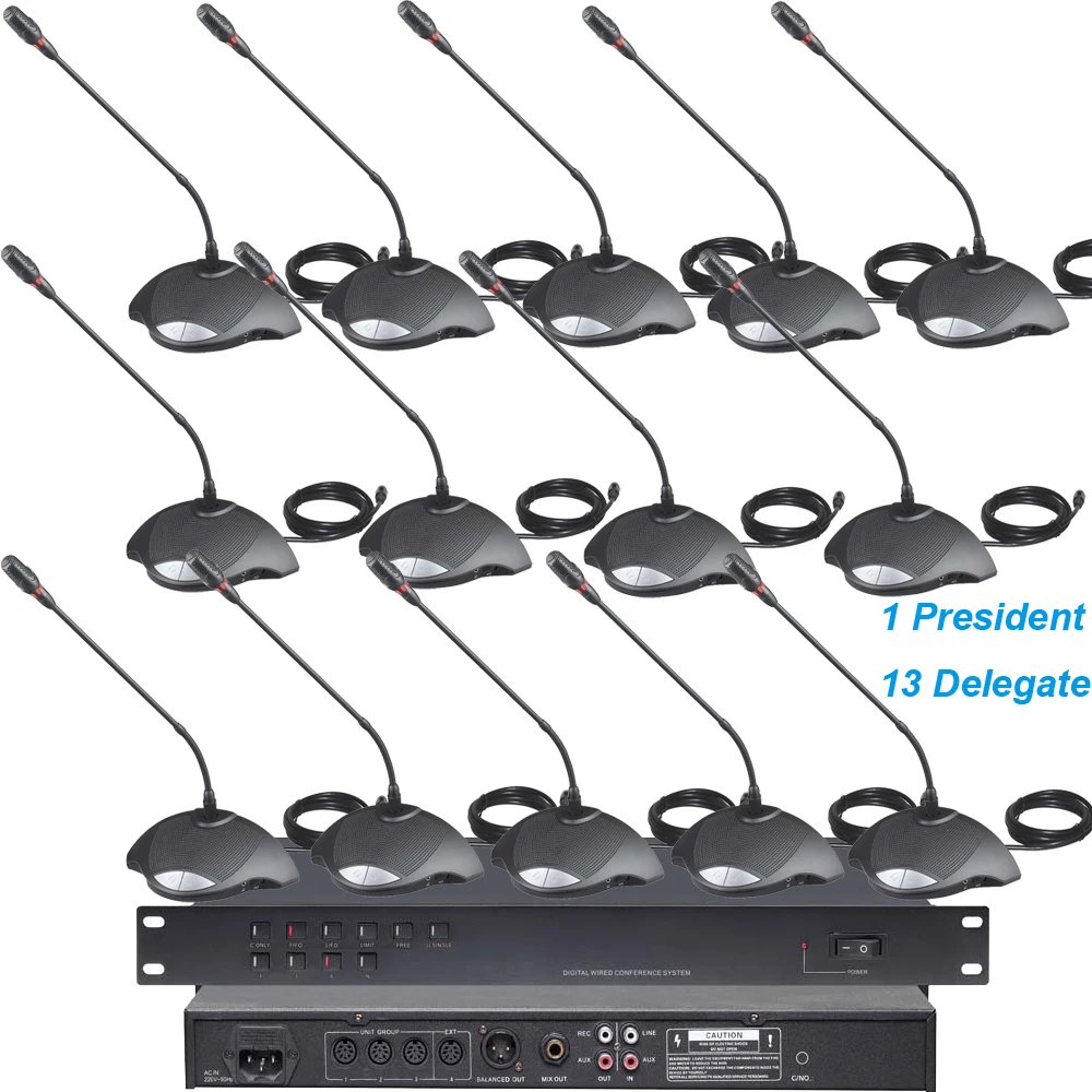 14 Table Conference Microphone System 1 President 13 Delegate Desktop Gooseneck Built-in Speaker Sound CCS900