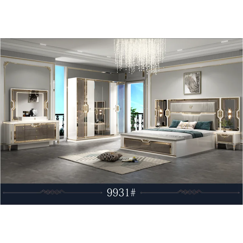 High level  Luxury Five pieces  Bedroom Furniture Bedroom Suit Bed Home Furniture Bedroom Set Standard Size