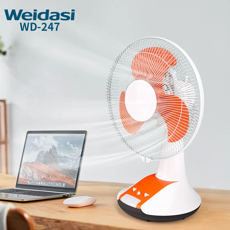 12 inches Rechargeable Emergency Fan Table Fan with Led Light AC DC Charging Port