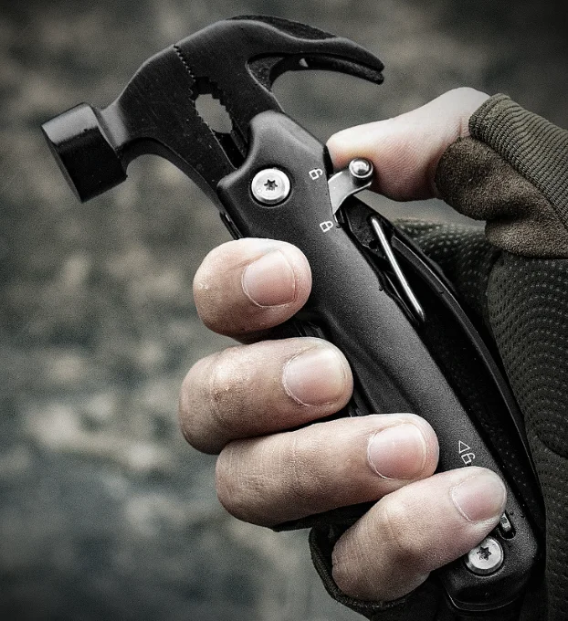 12-in-1 Outdoor Camping and Hiking Hammer Tool Portable Multi-Functional Steel Multitool DIY Grade OEM Customizable