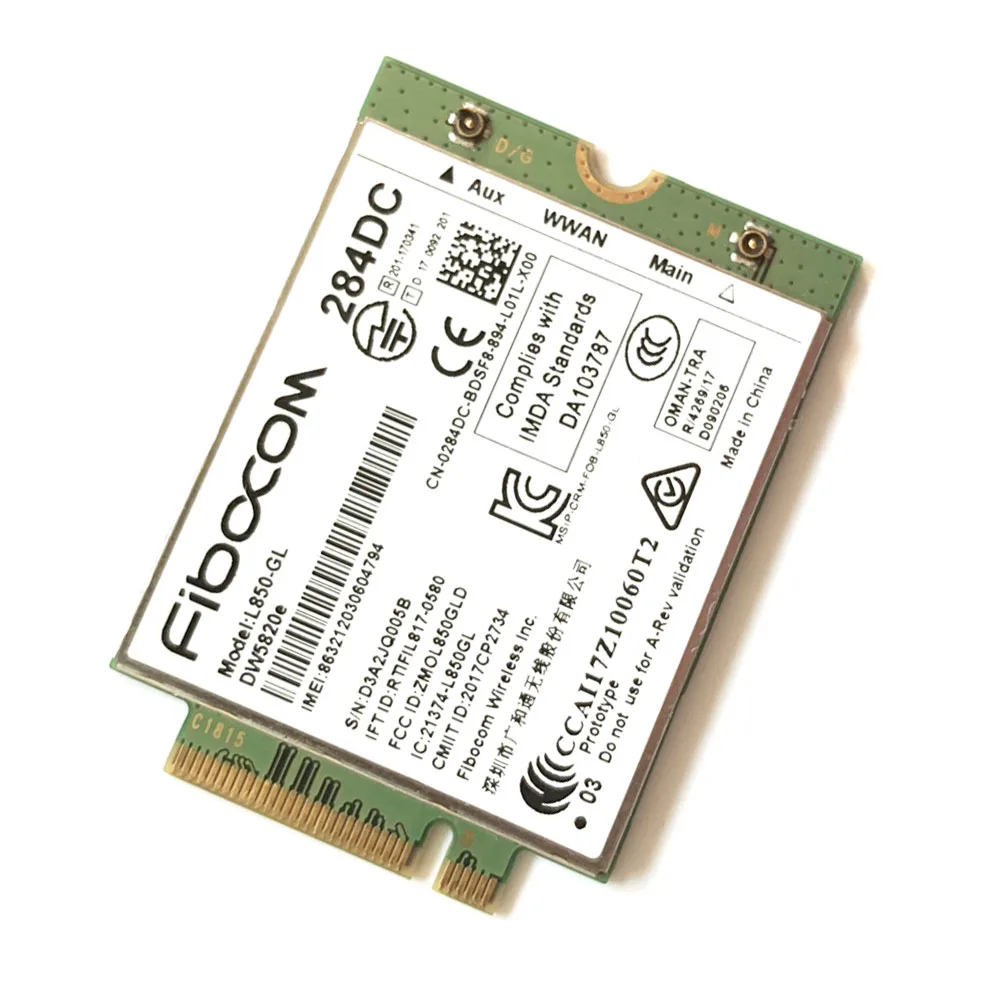 DW5820e for Fibocom L850-GL LTE/WCDMA 4G LTE WWAN Card Module 0284DC 284DC for DELL laptop 3500 5400