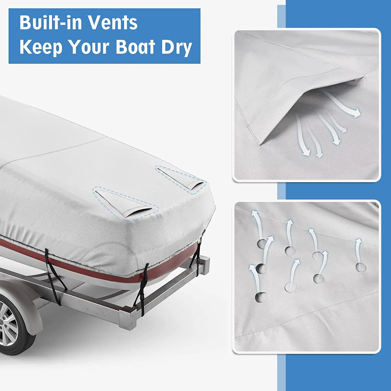 HOTO Lightweight Oxford Fabrics  Waterproof Durable Ship Cover High Quality Customized Universal Fit Polyester Boat Cover