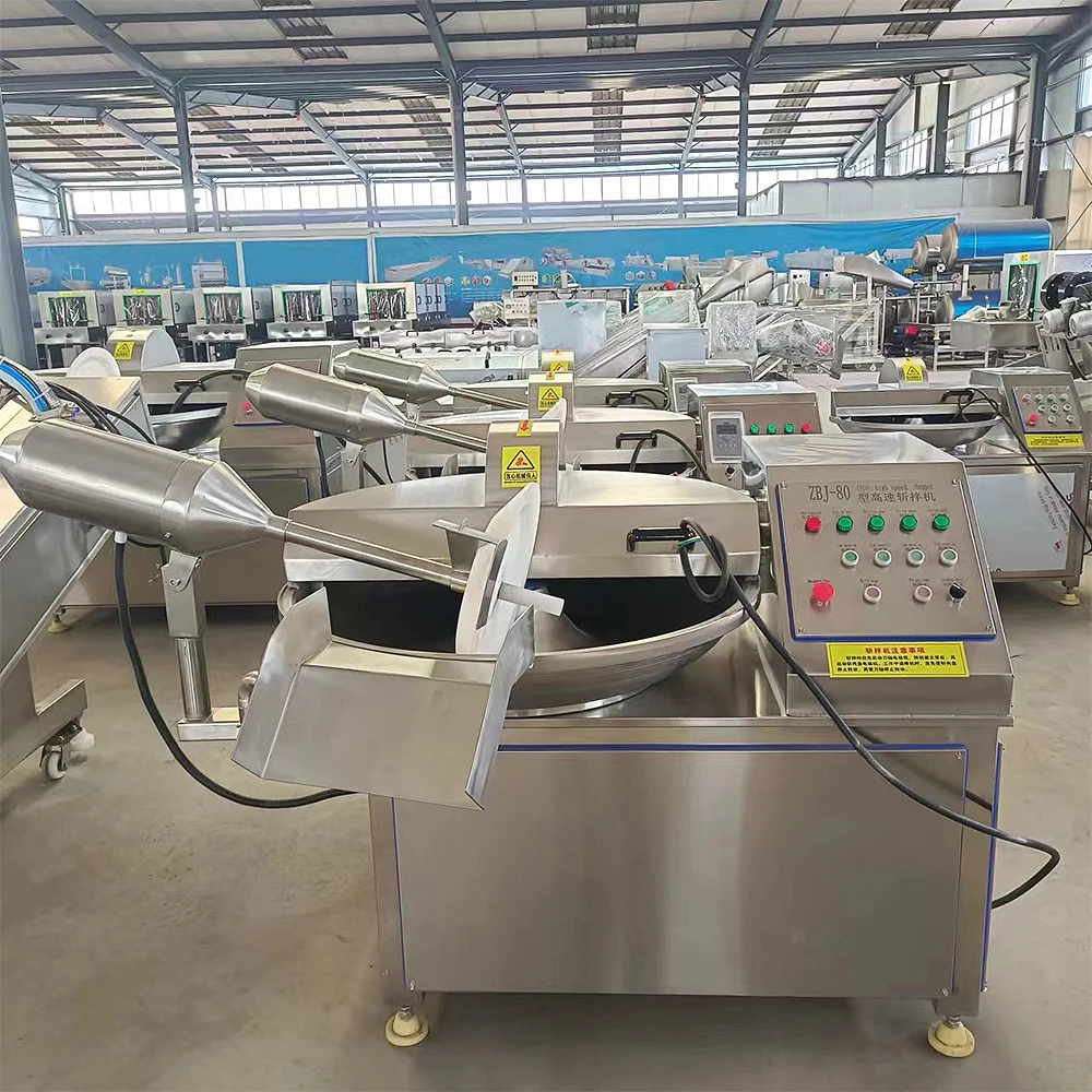 Commercial Meat Bowl Cutter Machine Vacuum Emulsify Pork Mixer Purple Cabbage Ham Pork Chopping Machine