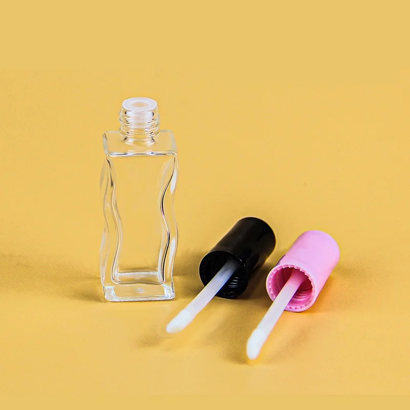 New Style Unique Wave 10ml Black Pink Lid liquid Container Concealer Lip Oil Tubes Empty Bottle for Nail Polish