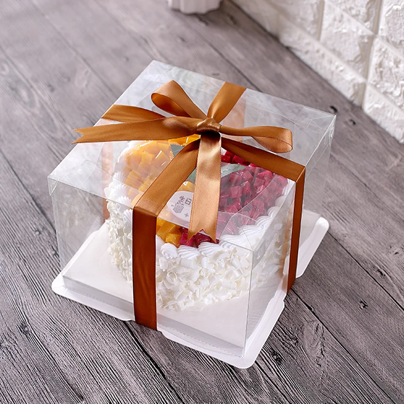 
KCCB 2020 NEW disposable plastic cake box Custom Cake Box with logo Food Grade Clear Decorative festival Birthday Cake Box 